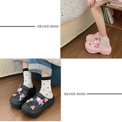 Women's Summer Beach Clogs with Adorable Cartoon Accents, Breathable Hollow Out Design, Lightweight and Comfy