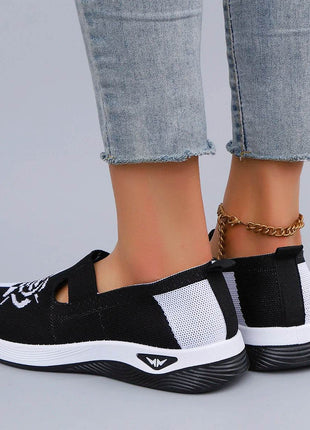 Women's Summer Breathable Mesh Flat Shoes, Women's Shoes, Casual Sneakers Shoes Black and white - MimiStylez