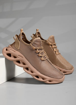 Men Sports Running Black Jogging Shoes Casual Sneakers Brown Outdoor Breathable Mesh Women Light Shock-absorption