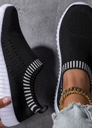 Women's Breathable Knit Sneakers, Casual Lace Up Outdoor Shoes, Lightweight Mesh Low Top Shoes