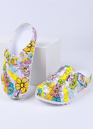 Women's Printed Garden Clogs, Summer Outdoor Sandals, Waterproof Slippers,Adjustable Slides For All Season Wear