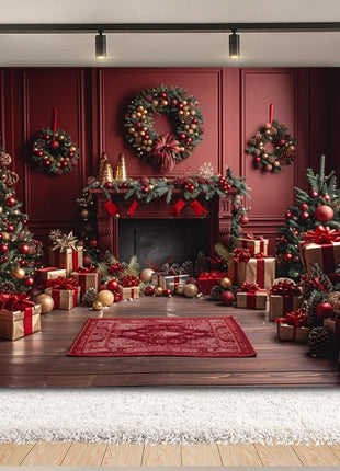 Christmas Backdrop Xmas Tree Fireplace Christmas Background