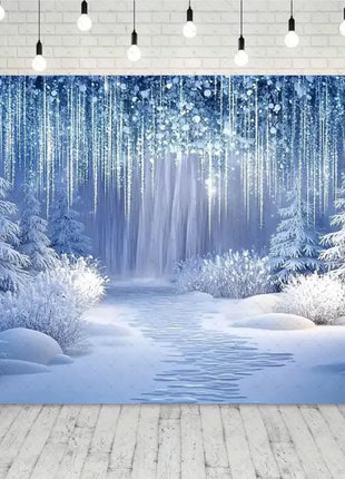 Snow Scene White Forest Art Style Backdrop Cloud Photography Background Winter Christmas Party Backdrop Decorations