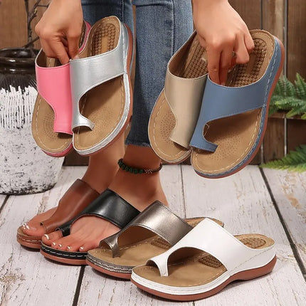 Women's Summer Sandals Orthopedic Soft Outdoor Slip-On Casual Wedge Heel Sandals