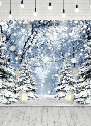 Snow Scene White Forest Art Style Backdrop Cloud Photography Background Winter Christmas Backdrop