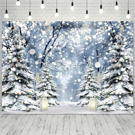 Snow Scene White Forest Art Style Backdrop Cloud Photography Background Winter Christmas Backdrop