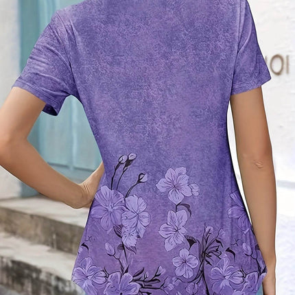Womens Tunic Tops V Neck Shirts Short Sleeve Puff Pleated Casual Blouses Puff Pleated Work Blouse - MimiStylez