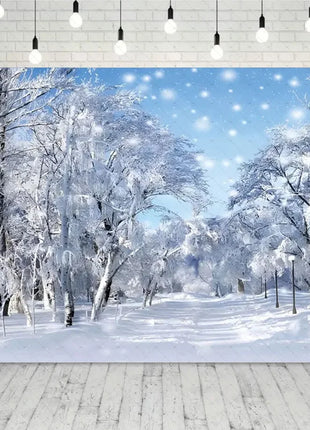 Snow Scene White Forest Art Style Backdrop Cloud Photography Background Winter Christmas Backdrop