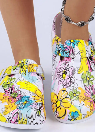 Women's Printed Garden Clogs, Summer Outdoor Sandals, Waterproof Slippers,Adjustable Slides For All Season Wear