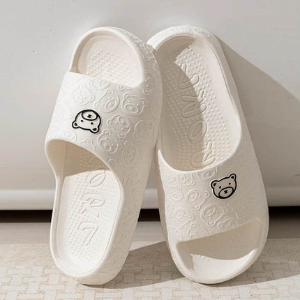 Cute Bear Women Slippers Summer Indoor Soft Cartoon Sandals Bathroom Anti-slip Outdoor Comfy Leisure Shoes Couple - MimiStylez