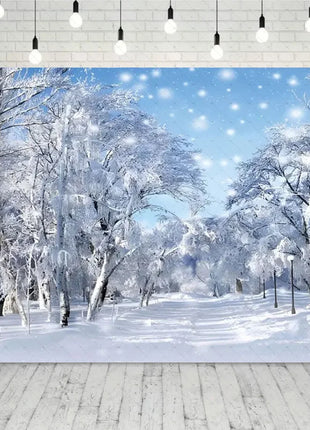 Snow Scene White Forest Art Style Backdrop Cloud Photography Background Winter Christmas Backdrop
