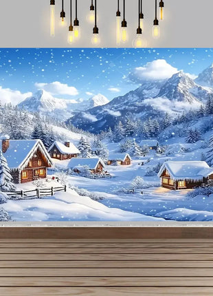 Winter wonderland winter snow village Backdrop Christmas Backdrop