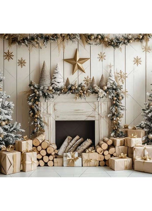 Christmas Background Xmas Tree Garland Fireplace Christmas Backdrops
