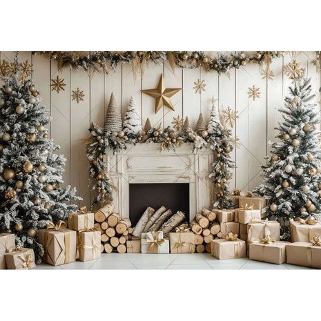 Christmas Background Xmas Tree Garland Fireplace Christmas Backdrops