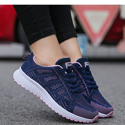 Zapatos casuales de mujer, zapatos planos de malla transpirables a la moda para caminar, zapatillas de deporte para mujer, zapatos de gimnasio, calzado femenino