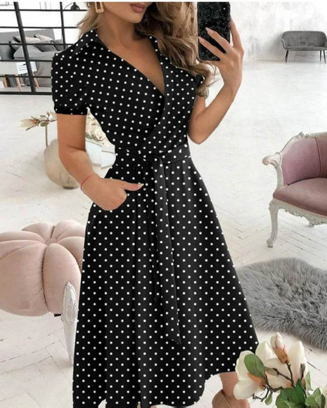 Rainbow Striped Print Summer Dress Women Button Up Short Sleeve Casual Vintage Shirt Long Dress Ladies Elegant Maxi Dresses - MimiStylez