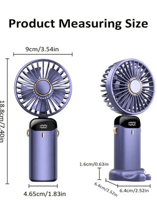 Portable Mini Handheld Fan USB Rechargeable 5-Speed with Phone Stand