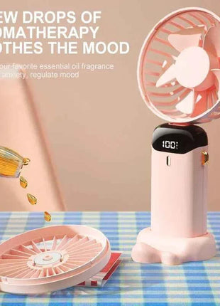 Portable Mini Handheld Fan USB Rechargeable 5-Speed with Phone Stand