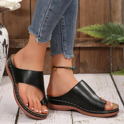 Women's Summer Sandals Orthopedic Soft Outdoor Slip-On Casual Wedge Heel Sandals
