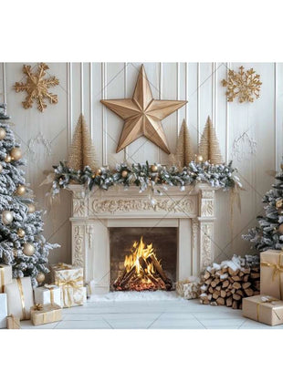 Christmas Background Xmas Tree Garland Fireplace Christmas Backdrops