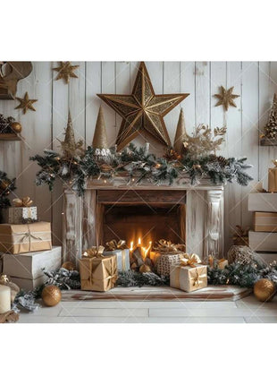 Christmas Background Xmas Tree Garland Fireplace Christmas Backdrops