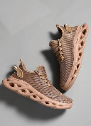 Men Sports Running Black Jogging Shoes Casual Sneakers Brown Outdoor Breathable Mesh Women Light Shock-absorption