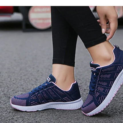 Zapatos casuales de mujer, zapatos planos de malla transpirables a la moda para caminar, zapatillas de deporte para mujer, zapatos de gimnasio, calzado femenino