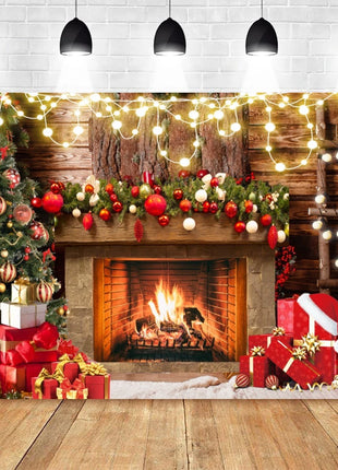 Christmas Backdrop Santa Claus Window Snow Forest Xmas Tree