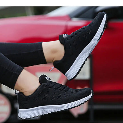 Zapatos casuales de mujer, zapatos planos de malla transpirables a la moda para caminar, zapatillas de deporte para mujer, zapatos de gimnasio, calzado femenino