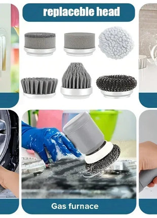 Electric Spin Scrubber, Bathroom Cordless Cleaning Brush Power Scrubber with 5 Replaceable Brush Heads, Electric Cleaning Brush