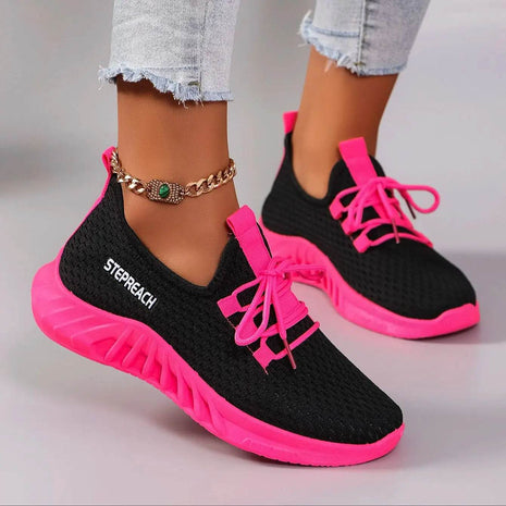 Women's Color blocked Casual Sports Shoes with Strap Comfortable, Breathable, Lightweight, Wear resistant - MimiStylez