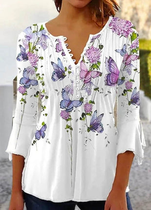 Women shirt Casual loose long-sleeved shirt - MimiStylez