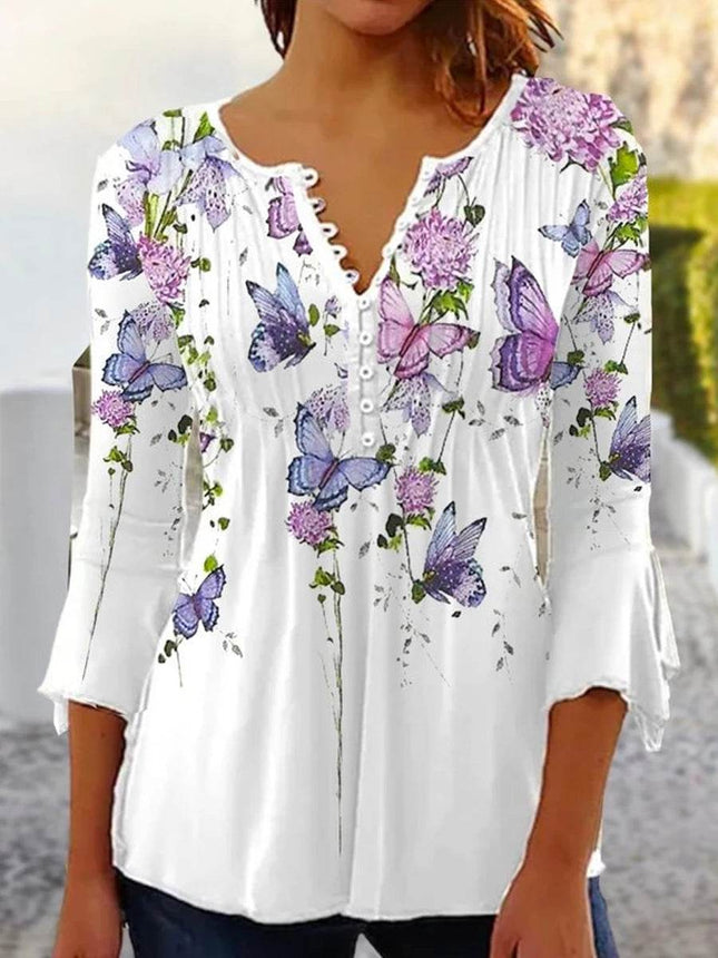 Women shirt Casual loose long-sleeved shirt - MimiStylez