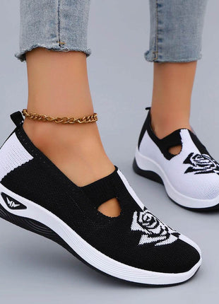 Women's Summer Breathable Mesh Flat Shoes, Women's Shoes, Casual Sneakers Shoes Black and white - MimiStylez