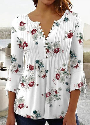 Women shirt Casual loose long-sleeved shirt - MimiStylez