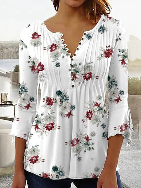 Women shirt Casual loose long-sleeved shirt - MimiStylez