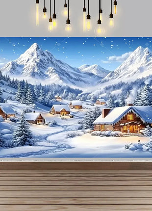 Winter wonderland winter snow village Backdrop Christmas Backdrop