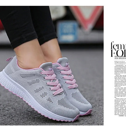 Zapatos casuales de mujer, zapatos planos de malla transpirables a la moda para caminar, zapatillas de deporte para mujer, zapatos de gimnasio, calzado femenino