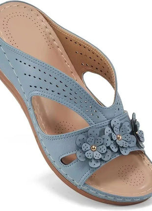 Women's Slippers Casual Flower Hollow Wedge Shoes Non-slip Sandals