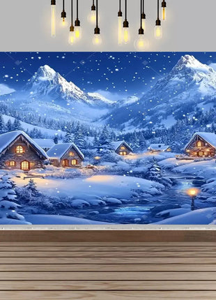 Winter wonderland winter snow village Backdrop Christmas Backdrop