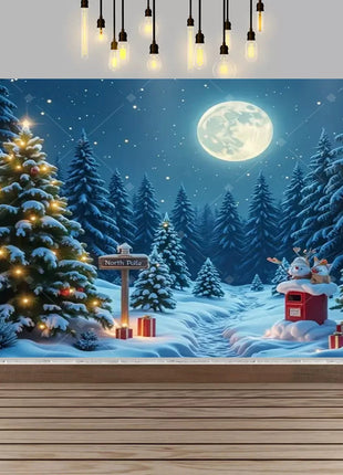Winter wonderland winter snow village Backdrop Christmas Backdrop