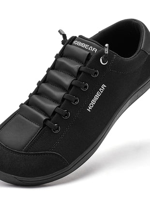 HOBIBEAR Wide Toe Barefoot Shoes for Unisex Minimalist Artificial Leather Sneakers Lightweight Adjustable Slip On Walking Shoes