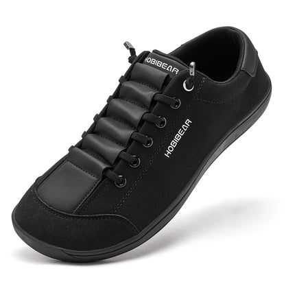 HOBIBEAR Zapatos descalzos de punta ancha para unisex, zapatillas minimalistas de cuero artificial, ligeras y ajustables, sin cordones para caminar