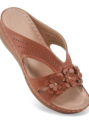 Women's Slippers Casual Flower Hollow Wedge Shoes Non-slip Sandals