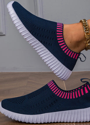 Women's Breathable Knit Sneakers, Casual Lace Up Outdoor Shoes, Lightweight Mesh Low Top Shoes