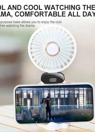 Portable Mini Handheld Fan USB Rechargeable 5-Speed with Phone Stand