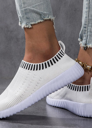 Women's Breathable Knit Sneakers, Casual Lace Up Outdoor Shoes, Lightweight Mesh Low Top Shoes