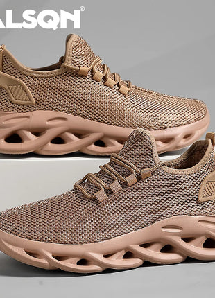 Men Sports Running Black Jogging Shoes Casual Sneakers Brown Outdoor Breathable Mesh Women Light Shock-absorption