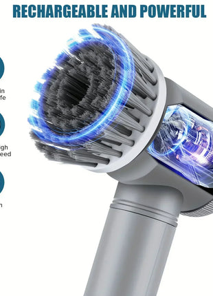 Electric Spin Scrubber, Bathroom Cordless Cleaning Brush Power Scrubber with 5 Replaceable Brush Heads, Electric Cleaning Brush