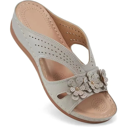 Women's Slippers Casual Flower Hollow Wedge Shoes Non-slip Sandals